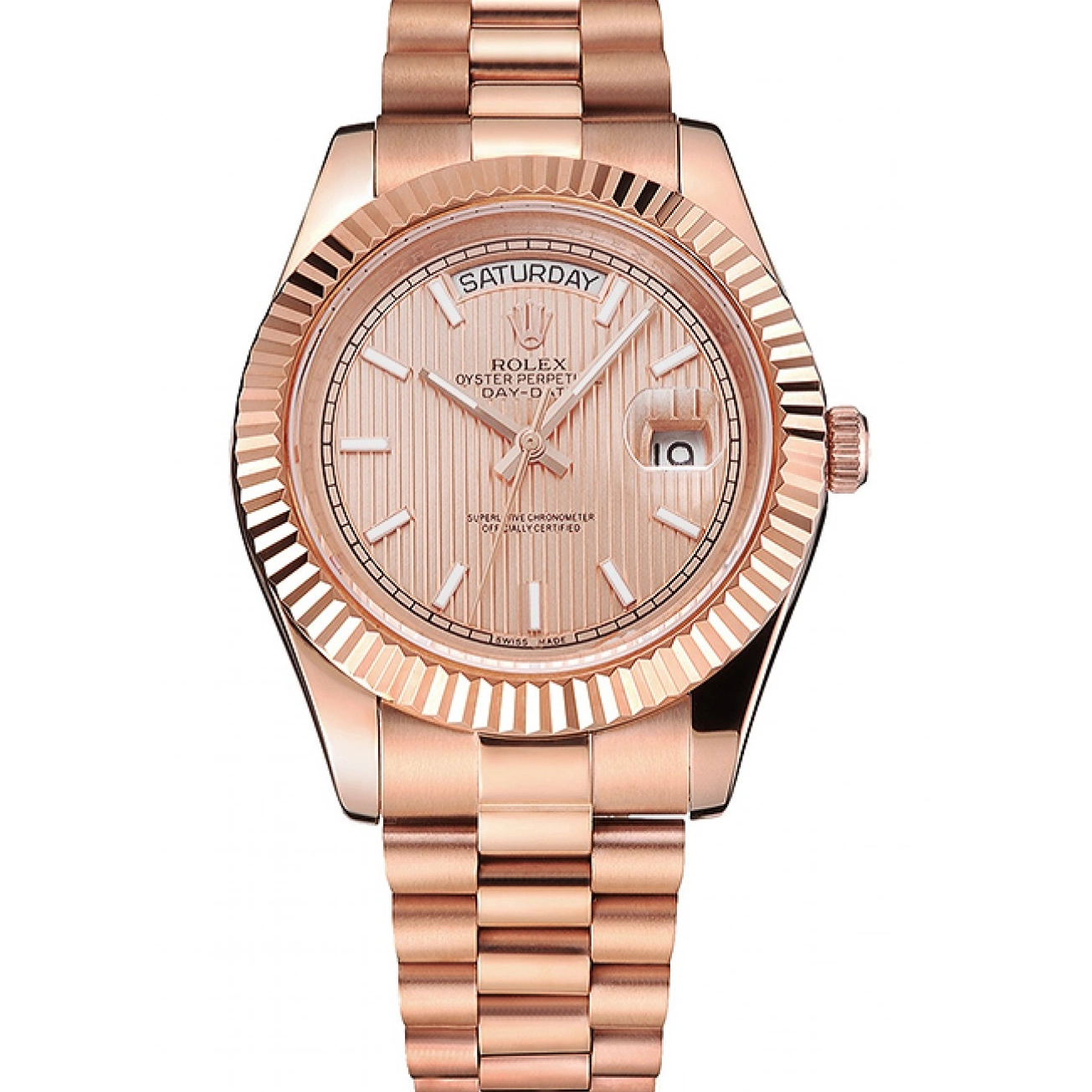 40 Etched Day Rose Bracelet Rose Rolex And Swiss Gold Date Gold Dial Case 0716